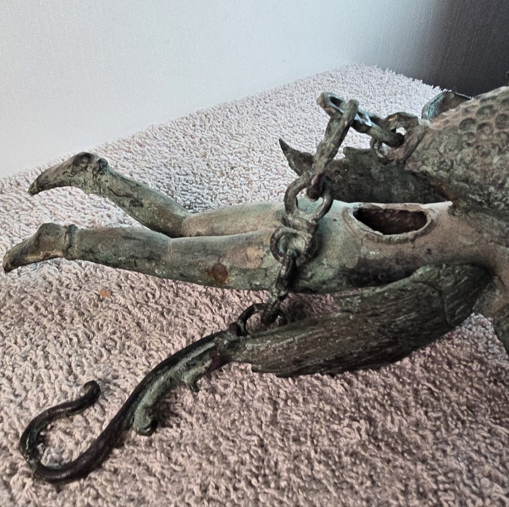 Hanging Bronze Flying Garuda Oil Lamp - Picture 7 of 16